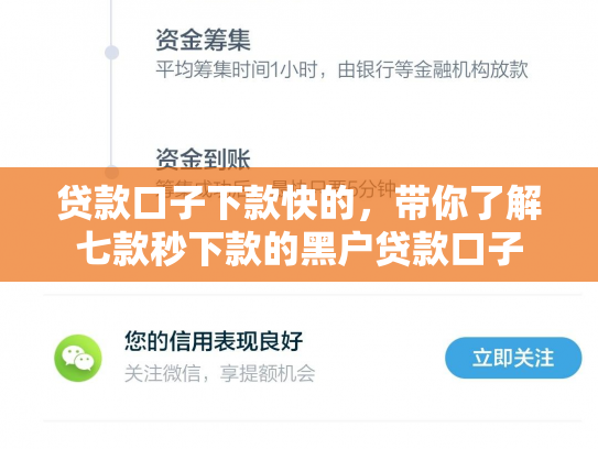 贷款口子下款快的，带你了解七款秒下款的黑户贷款口子