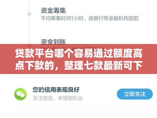 贷款平台哪个容易通过额度高点下款的，整理七款最新可下款的贷款口子
