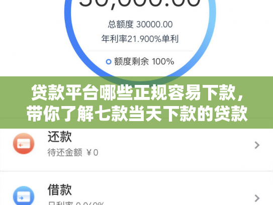 贷款平台哪些正规容易下款，带你了解七款当天下款的贷款口子
