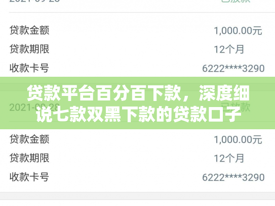 贷款平台百分百下款，深度细说七款双黑下款的贷款口子