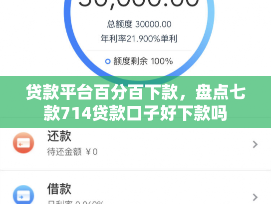 贷款平台百分百下款，盘点七款714贷款口子好下款吗