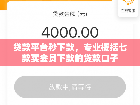 贷款平台秒下款，专业概括七款买会员下款的贷款口子