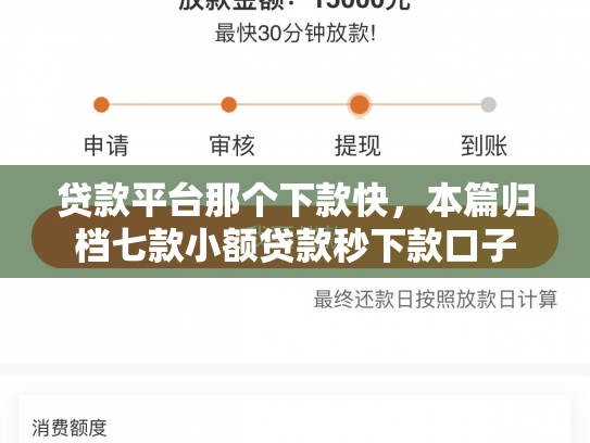 贷款平台那个下款快，本篇归档七款小额贷款秒下款口子