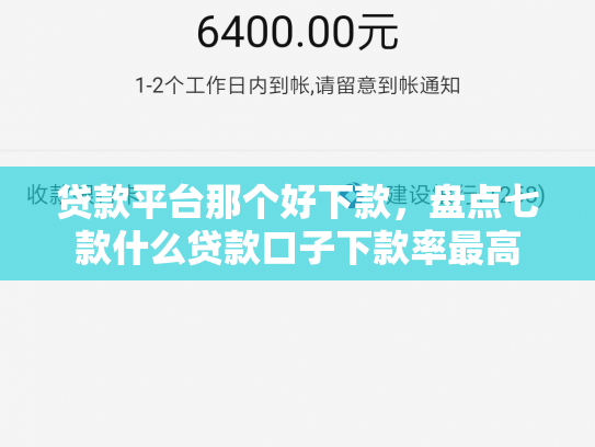 贷款平台那个好下款，盘点七款什么贷款口子下款率最高