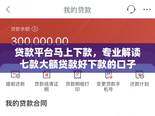 贷款平台马上下款，专业解读七款大额贷款好下款的口子