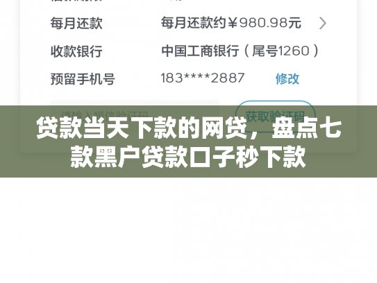 贷款当天下款的网贷，盘点七款黑户贷款口子秒下款