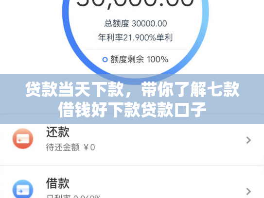贷款当天下款，带你了解七款借钱好下款贷款口子