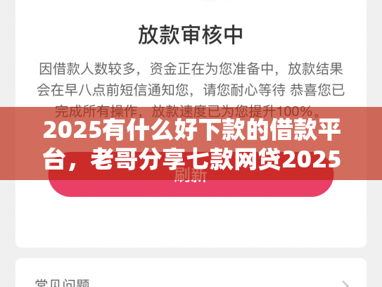 2025有什么好下款的借款平台，老哥分享七款网贷2025下款口子