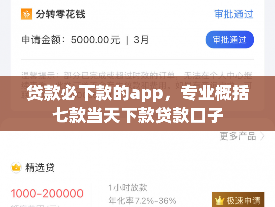 贷款必下款的app，专业概括七款当天下款贷款口子
