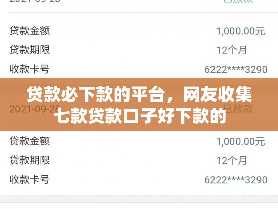 贷款必下款的平台，网友收集七款贷款口子好下款的