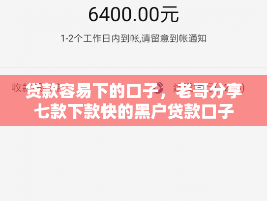 贷款容易下的口子，老哥分享七款下款快的黑户贷款口子