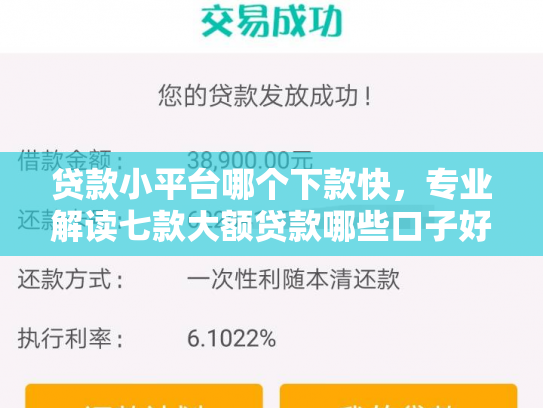 贷款小平台哪个下款快，专业解读七款大额贷款哪些口子好下款