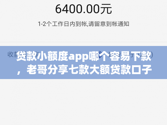 贷款小额度app哪个容易下款，老哥分享七款大额贷款口子好下款吗