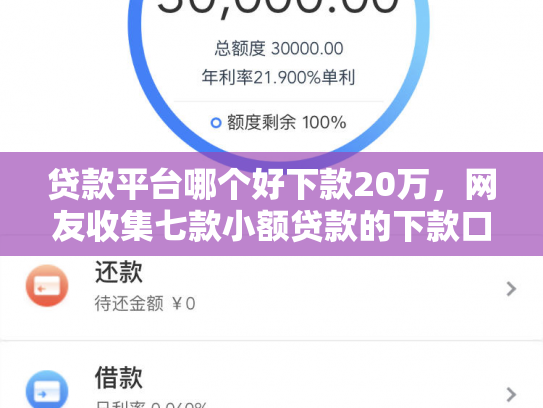 贷款平台哪个好下款20万，网友收集七款小额贷款的下款口子