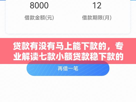 贷款有没有马上能下款的，专业解读七款小额贷款稳下款的口子