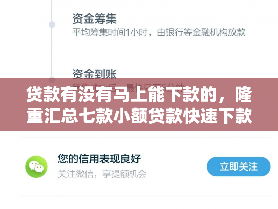 贷款有没有马上能下款的，隆重汇总七款小额贷款快速下款的口子
