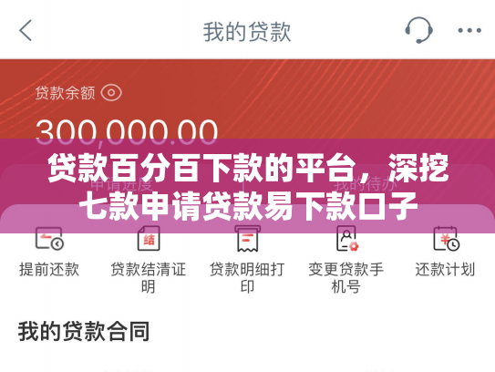 贷款百分百下款的平台，深挖七款申请贷款易下款口子