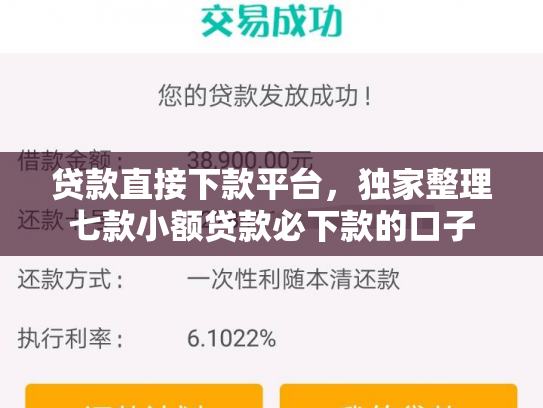 贷款直接下款平台，独家整理七款小额贷款必下款的口子