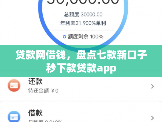 贷款网借钱，盘点七款新口子秒下款贷款app