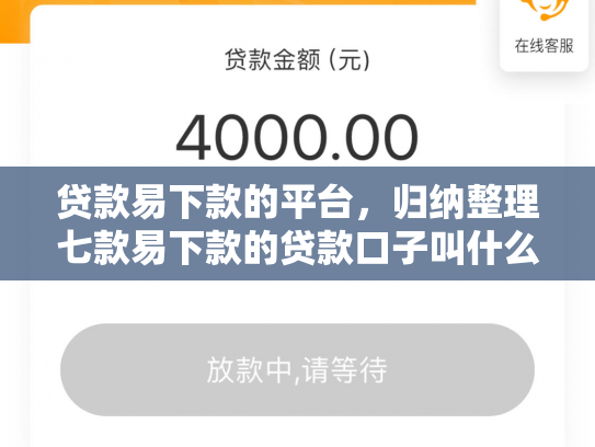 贷款易下款的平台，归纳整理七款易下款的贷款口子叫什么