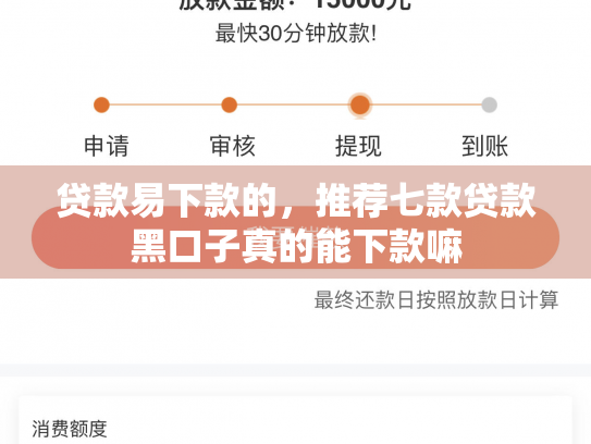 贷款易下款的，推荐七款贷款黑口子真的能下款嘛
