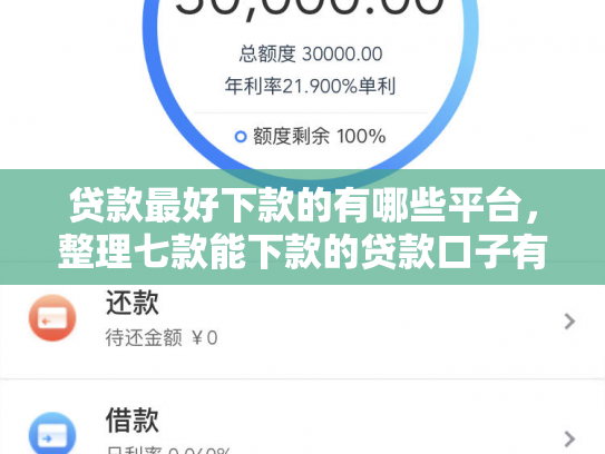贷款最好下款的有哪些平台，整理七款能下款的贷款口子有哪些