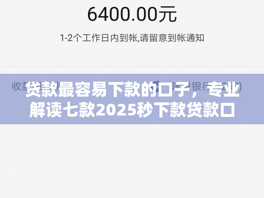 贷款最容易下款的口子，专业解读七款2025秒下款贷款口子
