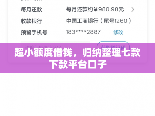 超小额度借钱，归纳整理七款下款平台口子