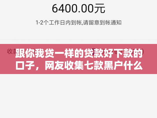 跟你我贷一样的贷款好下款的口子，网友收集七款黑户什么网贷必下款