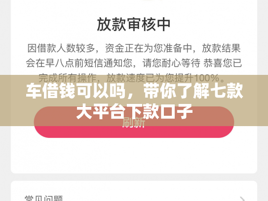 车借钱可以吗，带你了解七款大平台下款口子