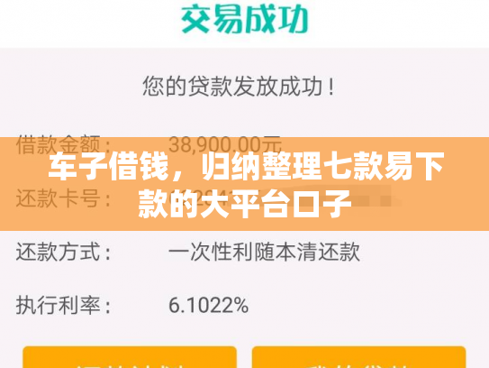 车子借钱，归纳整理七款易下款的大平台口子