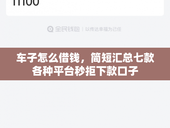 车子怎么借钱，简短汇总七款各种平台秒拒下款口子