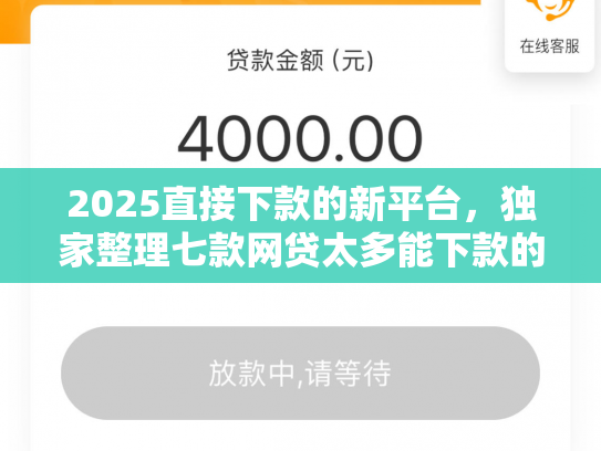2025直接下款的新平台，独家整理七款网贷太多能下款的口子