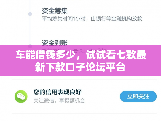 车能借钱多少，试试看七款最新下款口子论坛平台