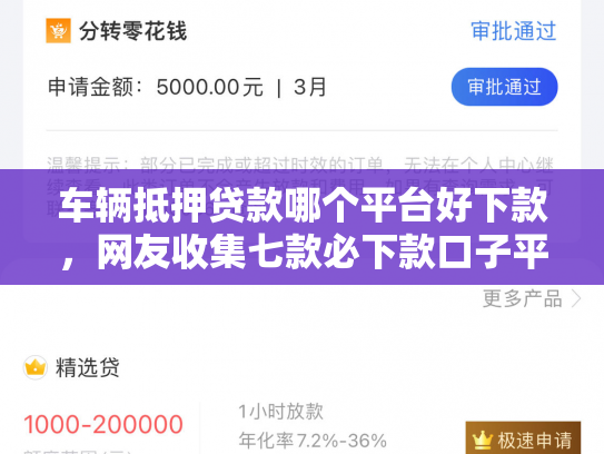 车辆抵押贷款哪个平台好下款，网友收集七款必下款口子平台2025