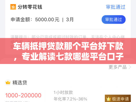 车辆抵押贷款那个平台好下款，专业解读七款哪些平台口子容易下款