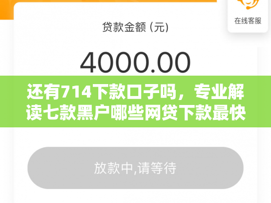 还有714下款口子吗，专业解读七款黑户哪些网贷下款最快
