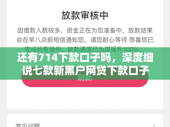 还有714下款口子吗，深度细说七款新黑户网贷下款口子