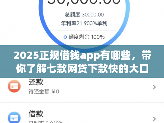 2025正规借钱app有哪些，带你了解七款网贷下款快的大口子