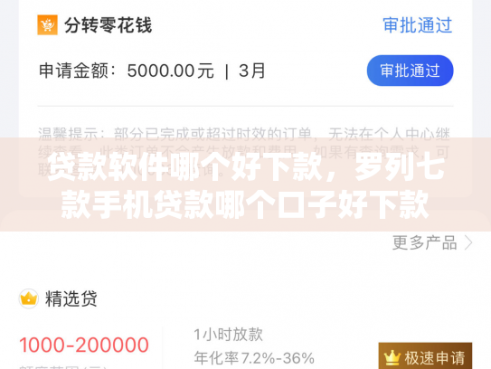 贷款软件哪个好下款，罗列七款手机贷款哪个口子好下款