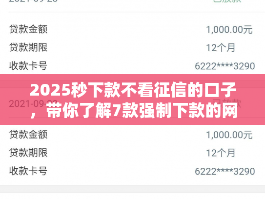 2025秒下款不看征信的口子，带你了解7款强制下款的网贷口子