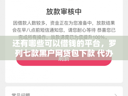 还有哪些可以借钱的平台，罗列七款黑户网贷包下款 代办
