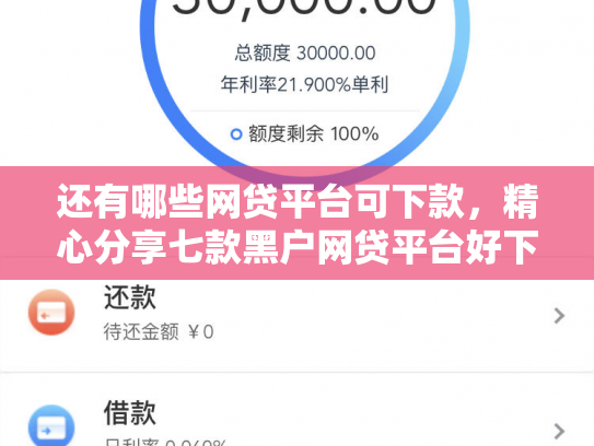 还有哪些网贷平台可下款，精心分享七款黑户网贷平台好下款
