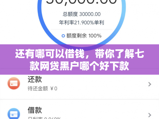 还有哪可以借钱，带你了解七款网贷黑户哪个好下款