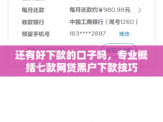 还有好下款的口子吗，专业概括七款网贷黑户下款技巧