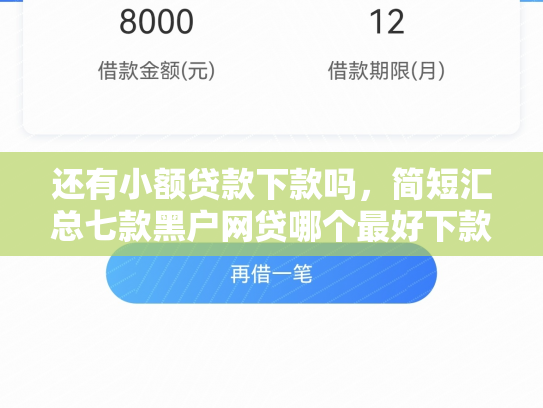 还有小额贷款下款吗，简短汇总七款黑户网贷哪个最好下款