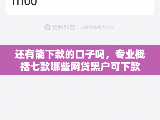 还有能下款的口子吗，专业概括七款哪些网贷黑户可下款