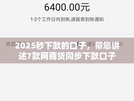 2025秒下款的口子，带您讲述7款网商贷同步下款口子
