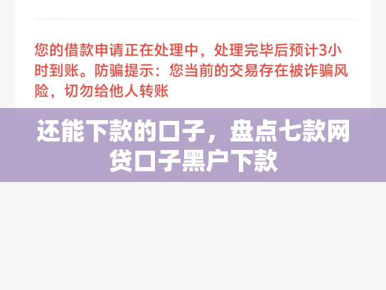 还能下款的口子，盘点七款网贷口子黑户下款