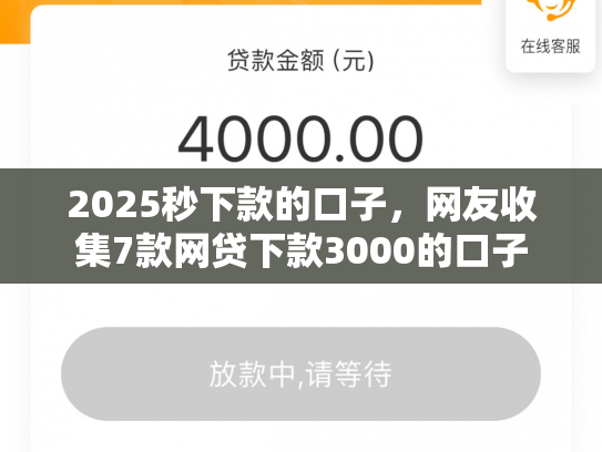 2025秒下款的口子，网友收集7款网贷下款3000的口子